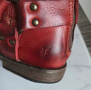 Frye, Phillip Harness Boots Red Burgundy Tall Leather Western Boot, Size 8.5 thumbnail 7