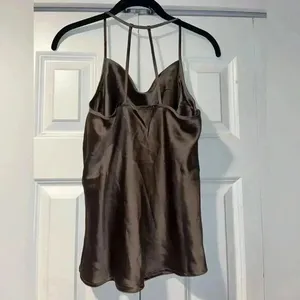 Pleione Elegant Brown Satin Halter Top Camisole Evening Party‎ Tank D14 thumbnail 3