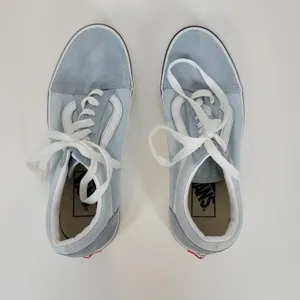 Vans Women's Old Skool Sneakers 6 Light Blue Suede Canvas Skate Lace Up Shoes thumbnail 4