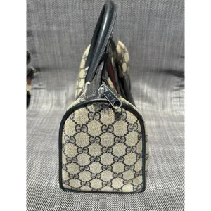 Vintage Gucci Boston Bag‎ Blue/Navy Leather Satchel Handbag thumbnail 4