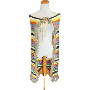 Women Boutique Fringe Crochet Sarong Wrap Coverup Maxi Skirt Beach Swim - Sz S thumbnail 3