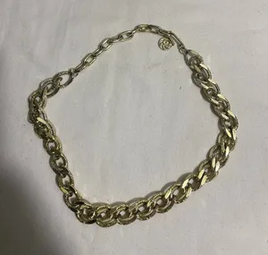 Vintage Gold Tone Textured Link Chain Necklace Adjustable Hook Closure 18-19" thumbnail 1