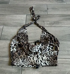 White Fox Boutique like a dime leopard halter top thumbnail 3