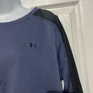 Under Armour Mesh Panel Sweatshirt Womens Blue‎ Black Crewneck Loose Fit Large thumbnail 4