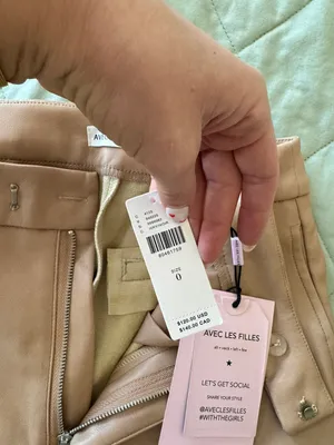 Avec Les Filles Beige Leather Flare Pants thumbnail 8
