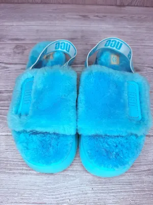 UGG Women's Disco Platform Slide Tide Pool 9 fluffy wool sandals shoes slip on thumbnail 6