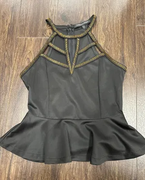 VINTAGE GLAM Beaded Peplum‎ Halter Top thumbnail 1