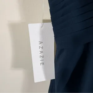NWT Azazie Kaleigh Dark Navy Blue A-Line Pleated Chiffon Bridesmaid Maxi Dress 6 thumbnail 6