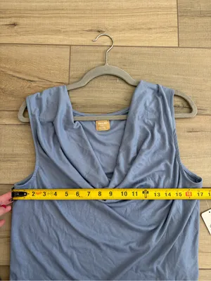 Free People Free-est Sleeveless Cowl Neck Blouse Viscose Blue Suede NWT M thumbnail 7
