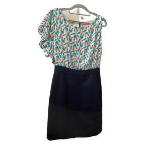 Lilly‎ Pulitzer Silk Dress Lipstick Print One Shoulder Navy Blue Size 6 thumbnail 2
