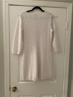 Lilly Pulitzer White Lace V-Neck Long Sleeve Dress thumbnail 3