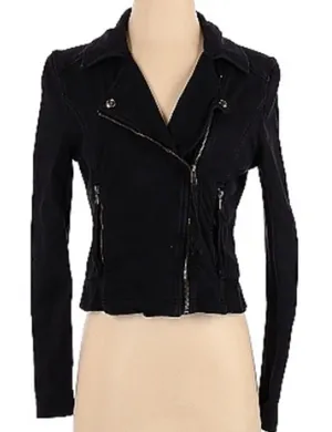 Anthropologie Marrakech black moto motorcycle side zip and snap closure jacket M thumbnail 1