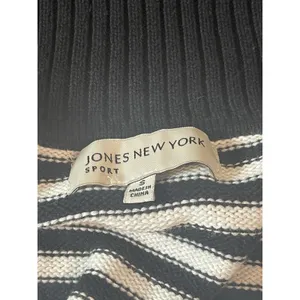 Jones New York Sport Black And White Knit Cardigan Front Pocket Sweater S thumbnail 8