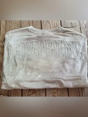 Victoria's Secret PINK Beige Velour Crewneck Sweatshirt Size M thumbnail 4
