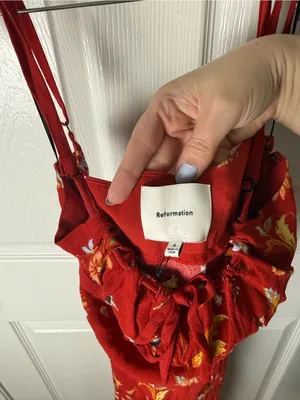 Reformation Camira Floral-Print Crepe Midi Dress in Borsa 6 thumbnail 7