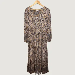 Faherty Isabella Dress Black Belmar Paisley Viscose Crepe Maxi WDH2104-BLB Small thumbnail 7
