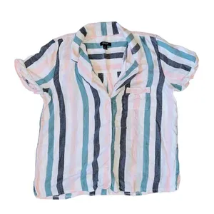 ALFANI Intimates Stripe Notched Collar Pocket Shirt Pajama Top Shorts M thumbnail 4