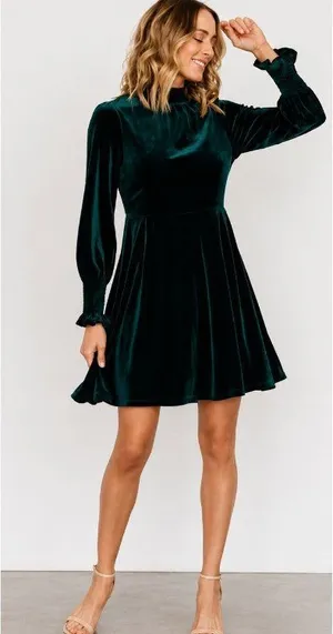 NEW Baltic Born Tina Velvet Dress In Emerald Green Size Large thumbnail 1