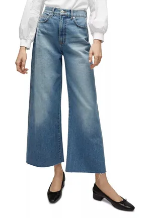 Veronica Beard Jeans Taylor Wide Leg Crop Raw Hem High‎ Rise Enough Said Size 30 thumbnail 1