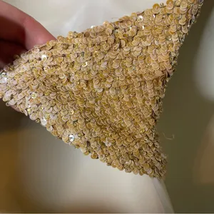 Vintage Y2K Handmade Luxury Gold Sequin Halter neck crop top sz XS thumbnail 5