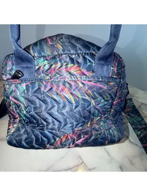 Lug Jive Tropical Multicolor Quilted Crossbody Bag Tote Handbag 10x10 Blue Green thumbnail 3