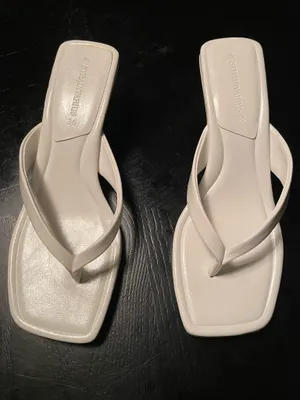 Stradivarius Women's Kitten Heels Sandals Square Open Toe Flip Flop Heels 1.8-2 Inch Heeled Sandals for Women thumbnail 2