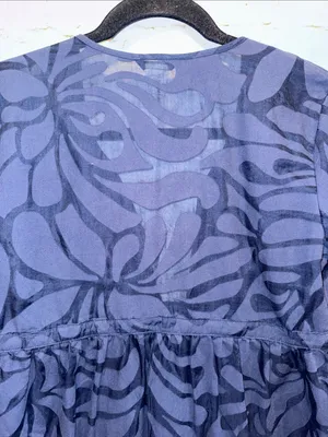 J. Crew Navy Swirl-Print empire waist Tie-Front Long Sleeve tunic cover up Small thumbnail 5