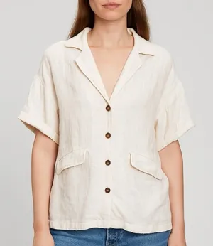 Free people linen gauze cotton button down oversized shirt M thumbnail 1