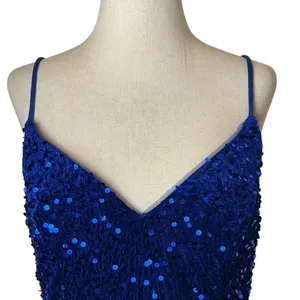 Stacees Gown Women 14 Royal‎ Blue Sequin Prom Lace Up Back Slit Train Formal NWT thumbnail 5