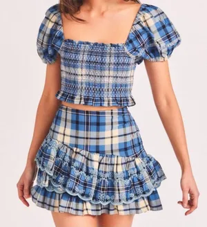 Love Shack Fancy Hersh‎ Plaid Crop Top Size Small thumbnail 1