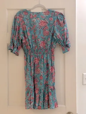 NWT The Fox and The Mermaid Bohemian Chameli Short Dress in Teal Size Large thumbnail 4