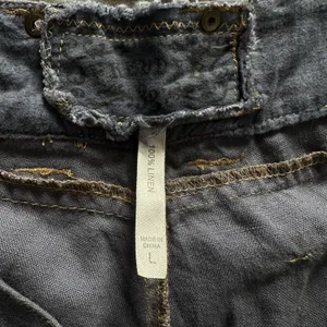 Y2K Linen Cargo Capri Blue Utility Boho Cropped Pants Sz L Button‎ Fly Wide Leg thumbnail 14