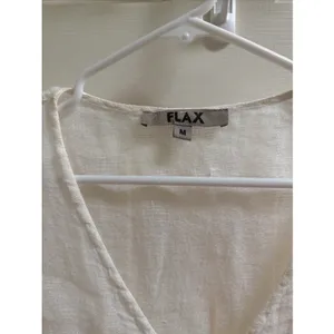 Flax Linen Sz M Cream White Sheer Tunic Top Shirt Dress Beach Coverup Breezy thumbnail 2