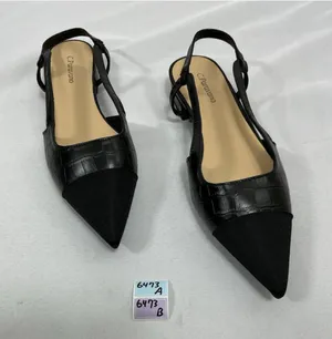 Womans NWOT C Paravano Slipon Slides Flat Black 8/8.5 Slingback Pointed Toe thumbnail 1