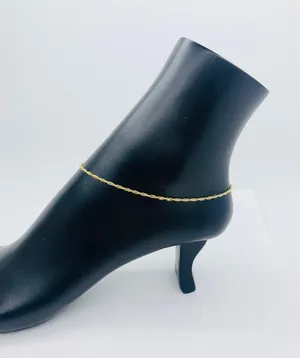 Real 10k Gold Ankle Bracelet Singapore 10” thumbnail 5