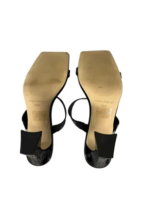 Marc Fisher Zasha Women 9.5 Black Square Toe Heeled Mules Y2K Strappy Sandals thumbnail 7