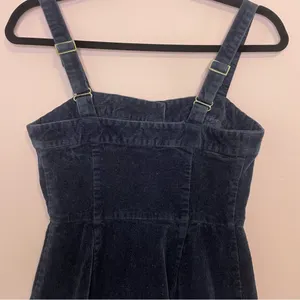 Sky & Sparrow Pinafore Mini Dress Navy Ribbed Corduroy Tortoise Button Size M thumbnail 5