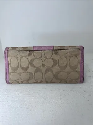 Coach Vintage Continental Wallet in Pink and Tan Signature Canvas thumbnail 2