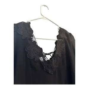 Free People Black Lace Baby Doll Flowy Boho Blouse /// Size XS thumbnail 3