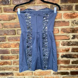 French Connection Vintage Y2k Blue Beaded Embellished Strapless Dress Size 4 thumbnail 6