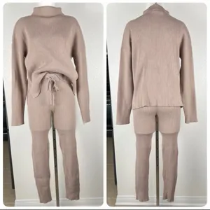 Anthropologie Ribbed Cowl Neck Sweater Set in Dusty Rose thumbnail 2