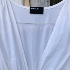 White Cotton Blend Tiered Puff Sleeves Maxi Dress M thumbnail 3
