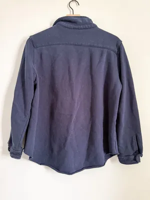 Mono B Navy Oversized Fleece Shacket Button Front Jacket Small (Oversized Fit) Blue thumbnail 5