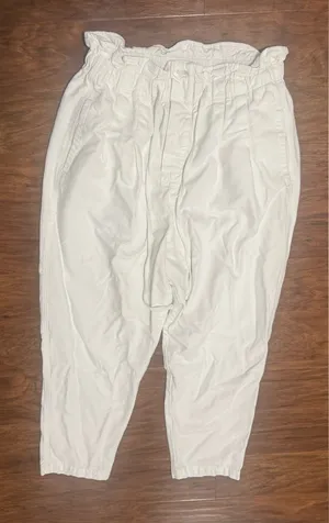 Free People Margate Pleated Trousers Paperbag Waist Pants Slouchy Boho Large thumbnail 1
