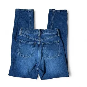 Old Navy Sky-Hi Straight Jeans Womens 0 Blue Distressed Ripped High Rise Denim thumbnail 2