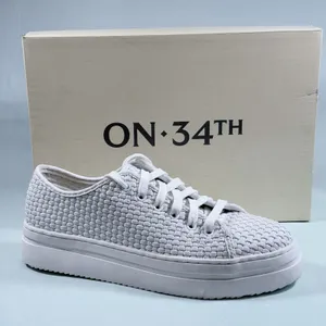 On‎ 34th Size-6M Women's Lusille Woven Lace-up Sneakers, White thumbnail 1