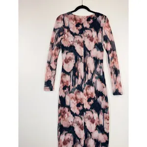 Abercrombie Fitch Dress Black Midi Bodycon Abstract Cutout Long Sleeve Medium thumbnail 7