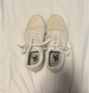 White Lace-Up Vans Shoes thumbnail 4
