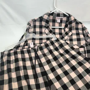 Victoria'S Secret Plaid Flannel Pj’S‎ M Pink/Black W/Gold Thread Preowned thumbnail 2
