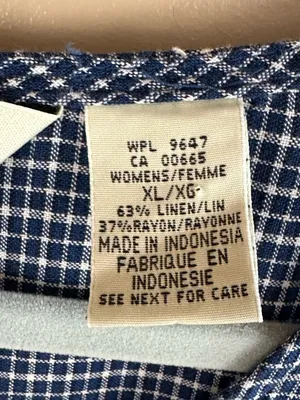 Vtg Eddie Bauer Navy Blue Plaid Sleeveless Dress XL Pinafore Jumper Cottagecore thumbnail 3